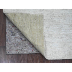 2'10"x4'9" Daisy White, Plain Solid Pattern, Hand Knotted, Hand Spun Ghazni Wool, Lush And Plush, Oriental Rug FWR124956