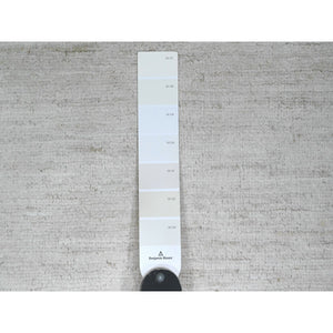 2'10"x4'9" Daisy White, Plain Solid Pattern, Hand Knotted, Hand Spun Ghazni Wool, Lush And Plush, Oriental Rug FWR124956