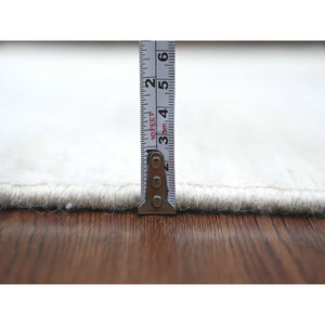 2'10"x4'9" Daisy White, Plain Solid Pattern, Hand Knotted, Hand Spun Ghazni Wool, Lush And Plush, Oriental Rug FWR124956