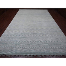 Load image into Gallery viewer, 9&#39;7&quot;x14&#39;3&quot; Light Green, Moroccan Weave With Geometric Pattern, Hand Knotted, Soft Wool, Tone On Tone, Textured Pile, Oriental Rug FWR124980