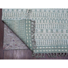 Load image into Gallery viewer, 9&#39;7&quot;x14&#39;3&quot; Light Green, Moroccan Weave With Geometric Pattern, Hand Knotted, Soft Wool, Tone On Tone, Textured Pile, Oriental Rug FWR124980