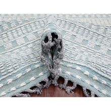 Load image into Gallery viewer, 9&#39;7&quot;x14&#39;3&quot; Light Green, Moroccan Weave With Geometric Pattern, Hand Knotted, Soft Wool, Tone On Tone, Textured Pile, Oriental Rug FWR124980