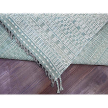 Load image into Gallery viewer, 9&#39;7&quot;x14&#39;3&quot; Light Green, Moroccan Weave With Geometric Pattern, Hand Knotted, Soft Wool, Tone On Tone, Textured Pile, Oriental Rug FWR124980