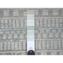 Load image into Gallery viewer, 9&#39;7&quot;x14&#39;3&quot; Light Green, Moroccan Weave With Geometric Pattern, Hand Knotted, Soft Wool, Tone On Tone, Textured Pile, Oriental Rug FWR124980
