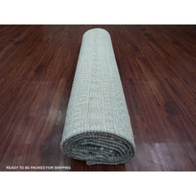 Load image into Gallery viewer, 9&#39;7&quot;x14&#39;3&quot; Light Green, Moroccan Weave With Geometric Pattern, Hand Knotted, Soft Wool, Tone On Tone, Textured Pile, Oriental Rug FWR124980