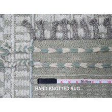 Load image into Gallery viewer, 9&#39;7&quot;x14&#39;3&quot; Light Green, Moroccan Weave With Geometric Pattern, Hand Knotted, Soft Wool, Tone On Tone, Textured Pile, Oriental Rug FWR124980