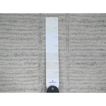 Load image into Gallery viewer, 8&#39;10&quot;x12&#39;2&quot; Cotton White, Moroccan Weave With Line Design, Hand Knotted, Soft Wool, Tone On Tone, Textured Pile, Oriental Rug FWR124986