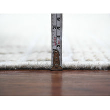 Load image into Gallery viewer, 8&#39;10&quot;x12&#39;2&quot; Cotton White, Moroccan Weave With Line Design, Hand Knotted, Soft Wool, Tone On Tone, Textured Pile, Oriental Rug FWR124986