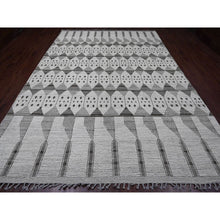 Load image into Gallery viewer, 9&#39;3&quot;x13&#39;2&quot; Cotton White, Moroccan Weave With Geometric Pattern, Soft Wool, Hand Knotted, Tone On Tone, Textured Pile, Oriental Rug FWR124992