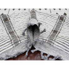 Load image into Gallery viewer, 9&#39;3&quot;x13&#39;2&quot; Cotton White, Moroccan Weave With Geometric Pattern, Soft Wool, Hand Knotted, Tone On Tone, Textured Pile, Oriental Rug FWR124992