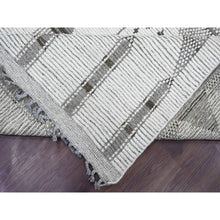 Load image into Gallery viewer, 9&#39;3&quot;x13&#39;2&quot; Cotton White, Moroccan Weave With Geometric Pattern, Soft Wool, Hand Knotted, Tone On Tone, Textured Pile, Oriental Rug FWR124992