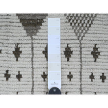 Load image into Gallery viewer, 9&#39;3&quot;x13&#39;2&quot; Cotton White, Moroccan Weave With Geometric Pattern, Soft Wool, Hand Knotted, Tone On Tone, Textured Pile, Oriental Rug FWR124992