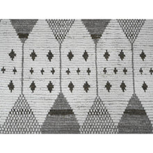 Load image into Gallery viewer, 9&#39;3&quot;x13&#39;2&quot; Cotton White, Moroccan Weave With Geometric Pattern, Soft Wool, Hand Knotted, Tone On Tone, Textured Pile, Oriental Rug FWR124992