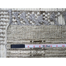 Load image into Gallery viewer, 9&#39;3&quot;x13&#39;2&quot; Cotton White, Moroccan Weave With Geometric Pattern, Soft Wool, Hand Knotted, Tone On Tone, Textured Pile, Oriental Rug FWR124992