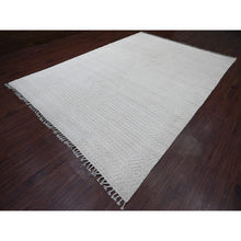 Load image into Gallery viewer, 8&#39;10&quot;x12&#39;8&quot; Chiffon White, Moroccan Weave With Geometric Pattern, Hand Knotted, Soft Wool, Tone On Tone, Textured Pile, Oriental Rug FWR124998