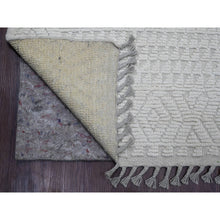 Load image into Gallery viewer, 8&#39;10&quot;x12&#39;8&quot; Chiffon White, Moroccan Weave With Geometric Pattern, Hand Knotted, Soft Wool, Tone On Tone, Textured Pile, Oriental Rug FWR124998