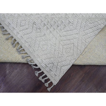 Load image into Gallery viewer, 8&#39;10&quot;x12&#39;8&quot; Chiffon White, Moroccan Weave With Geometric Pattern, Hand Knotted, Soft Wool, Tone On Tone, Textured Pile, Oriental Rug FWR124998