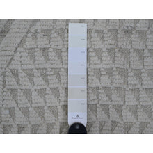 Load image into Gallery viewer, 8&#39;10&quot;x12&#39;8&quot; Chiffon White, Moroccan Weave With Geometric Pattern, Hand Knotted, Soft Wool, Tone On Tone, Textured Pile, Oriental Rug FWR124998