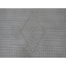 Load image into Gallery viewer, 8&#39;10&quot;x12&#39;8&quot; Chiffon White, Moroccan Weave With Geometric Pattern, Hand Knotted, Soft Wool, Tone On Tone, Textured Pile, Oriental Rug FWR124998