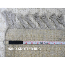 Load image into Gallery viewer, 8&#39;10&quot;x12&#39;8&quot; Chiffon White, Moroccan Weave With Geometric Pattern, Hand Knotted, Soft Wool, Tone On Tone, Textured Pile, Oriental Rug FWR124998