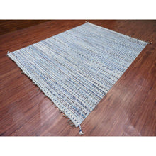 Load image into Gallery viewer, 8&#39;1&quot;x10&#39;8&quot; Shades Of Blue With Gray, Moroccan Weave With Geometric Pattern, Hand Knotted, Soft Wool, Tone On Tone, Textured Pile, Oriental Rug FWR125004