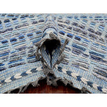 Load image into Gallery viewer, 8&#39;1&quot;x10&#39;8&quot; Shades Of Blue With Gray, Moroccan Weave With Geometric Pattern, Hand Knotted, Soft Wool, Tone On Tone, Textured Pile, Oriental Rug FWR125004