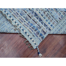 Load image into Gallery viewer, 8&#39;1&quot;x10&#39;8&quot; Shades Of Blue With Gray, Moroccan Weave With Geometric Pattern, Hand Knotted, Soft Wool, Tone On Tone, Textured Pile, Oriental Rug FWR125004