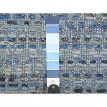 Load image into Gallery viewer, 8&#39;1&quot;x10&#39;8&quot; Shades Of Blue With Gray, Moroccan Weave With Geometric Pattern, Hand Knotted, Soft Wool, Tone On Tone, Textured Pile, Oriental Rug FWR125004