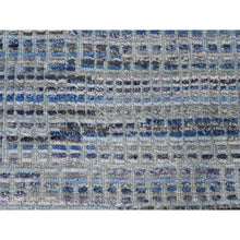 Load image into Gallery viewer, 8&#39;1&quot;x10&#39;8&quot; Shades Of Blue With Gray, Moroccan Weave With Geometric Pattern, Hand Knotted, Soft Wool, Tone On Tone, Textured Pile, Oriental Rug FWR125004