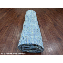 Load image into Gallery viewer, 8&#39;1&quot;x10&#39;8&quot; Shades Of Blue With Gray, Moroccan Weave With Geometric Pattern, Hand Knotted, Soft Wool, Tone On Tone, Textured Pile, Oriental Rug FWR125004