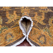 Load image into Gallery viewer, 8&#39;6&quot;x11&#39;10&quot; Chocolate Brown, Peshawar with Ziegler Mahal, All Over Design, Distressed, Zero Pile, Hand Knotted, Pure Wool, Oriental Rug FWR125022
