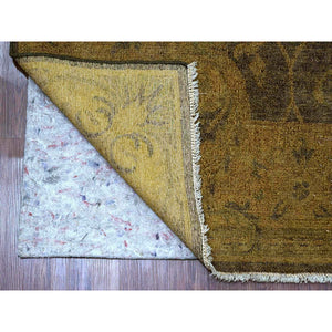 7'10"x10'1" Walnut Brown, Peshawar With Ziegler Mahal, All Over Design, Distressed, Zero Pile, Hand Knotted, Pure Wool, Oriental Rug FWR125028