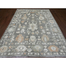 Load image into Gallery viewer, 8&#39;x9&#39;8&quot; Nickel Gray, Afghan Angora Oushak With Muted Colors Leaf Design, Hand Knotted, Vegetable Dyes, 100% Wool, Oriental Rug FWR125034