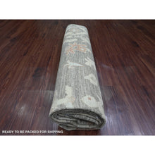 Load image into Gallery viewer, 8&#39;x9&#39;8&quot; Nickel Gray, Afghan Angora Oushak With Muted Colors Leaf Design, Hand Knotted, Vegetable Dyes, 100% Wool, Oriental Rug FWR125034