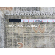 Load image into Gallery viewer, 8&#39;x9&#39;8&quot; Nickel Gray, Afghan Angora Oushak With Muted Colors Leaf Design, Hand Knotted, Vegetable Dyes, 100% Wool, Oriental Rug FWR125034