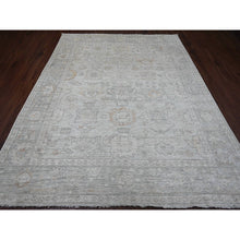Load image into Gallery viewer, 8&#39;x9&#39;10&quot; Cloud Gray, Hand Knotted, Afghan Angora Oushak With All Over Leaf Pattern, Vegetable Dyes, Pure Wool, Oriental Rug FWR125040
