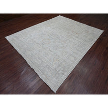 Load image into Gallery viewer, 8&#39;x9&#39;10&quot; Cloud Gray, Hand Knotted, Afghan Angora Oushak With All Over Leaf Pattern, Vegetable Dyes, Pure Wool, Oriental Rug FWR125040