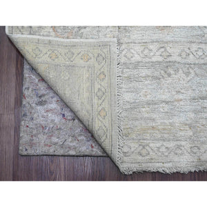 8'x9'10" Cloud Gray, Hand Knotted, Afghan Angora Oushak With All Over Leaf Pattern, Vegetable Dyes, Pure Wool, Oriental Rug FWR125040
