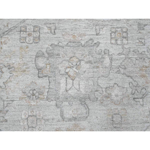 8'x9'10" Cloud Gray, Hand Knotted, Afghan Angora Oushak With All Over Leaf Pattern, Vegetable Dyes, Pure Wool, Oriental Rug FWR125040