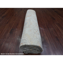 Load image into Gallery viewer, 8&#39;x9&#39;10&quot; Cloud Gray, Hand Knotted, Afghan Angora Oushak With All Over Leaf Pattern, Vegetable Dyes, Pure Wool, Oriental Rug FWR125040