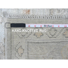Load image into Gallery viewer, 8&#39;x9&#39;10&quot; Cloud Gray, Hand Knotted, Afghan Angora Oushak With All Over Leaf Pattern, Vegetable Dyes, Pure Wool, Oriental Rug FWR125040