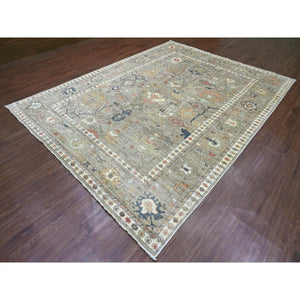 8'6"x11'2" Khaki Brown, 100% Wool, Afghan Angora Oushak With All Over Pattern, Hand Knotted, Vegetable Dyes, Oriental Rug FWR125052
