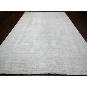 10'x13'8" Medium Gray, Afghan Angora Oushak with All Over Leaf Design, Hand Knotted, Natural Dyes, 100% Wool, Oriental Rug FWR125058