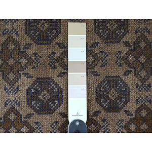 8'6"x11'4" Boulder Ivory, Vintage Turkoman with Repetitive Bokara Design, Hand Knotted, 100% Wool, Oriental Rug FWR125070