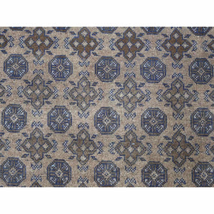 8'6"x11'4" Boulder Ivory, Vintage Turkoman with Repetitive Bokara Design, Hand Knotted, 100% Wool, Oriental Rug FWR125070