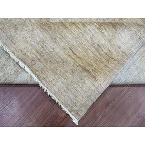 8'2"x9'7" Khaki Brown, Peshawar With Turkish Kars Inspired Design, Geometric Pattern, High Mountain Wool, Hand Knotted, Oriental Rug FWR125082