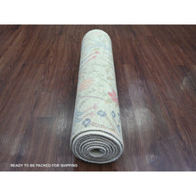 Load image into Gallery viewer, 2&#39;7&quot;x9&#39;8&quot; Pistachio Green, Afghan Peshawar With Birds Of Paradise Design, Hand Knotted, Soft Wool, Vegetable Dyes, Runner, Oriental Rug FWR125118