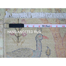 Load image into Gallery viewer, 2&#39;7&quot;x9&#39;8&quot; Pistachio Green, Afghan Peshawar With Birds Of Paradise Design, Hand Knotted, Soft Wool, Vegetable Dyes, Runner, Oriental Rug FWR125118