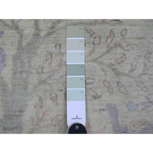 2'6"x11'4" Celadon Green, Afghan Peshawar with Birds of Paradise Design, Hand Knotted, Soft 100% Wool, Vegetable Dyes, Runner, Oriental Rug FWR125124