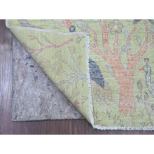 Load image into Gallery viewer, 2&#39;5&quot;x9&#39;9&quot; Olive Green, Afghan Peshawar with Birds of Paradise Design, Hand Knotted, Soft Wool, Veggie Dyes, Runner, Oriental Rug FWR125136